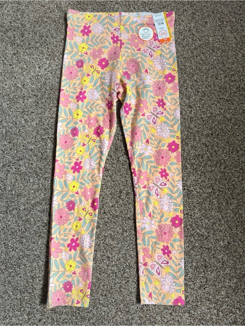 Wonder nation Girls' Floral Pink and Yellow Leggings size large plus